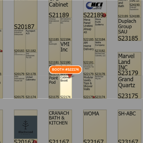 CabinetBoost Booth S22174 Location at KBIS 2026
